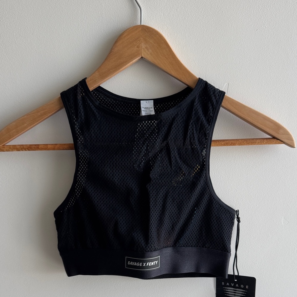 Savage X Fenty Midnight Black Mesh Sports Bra